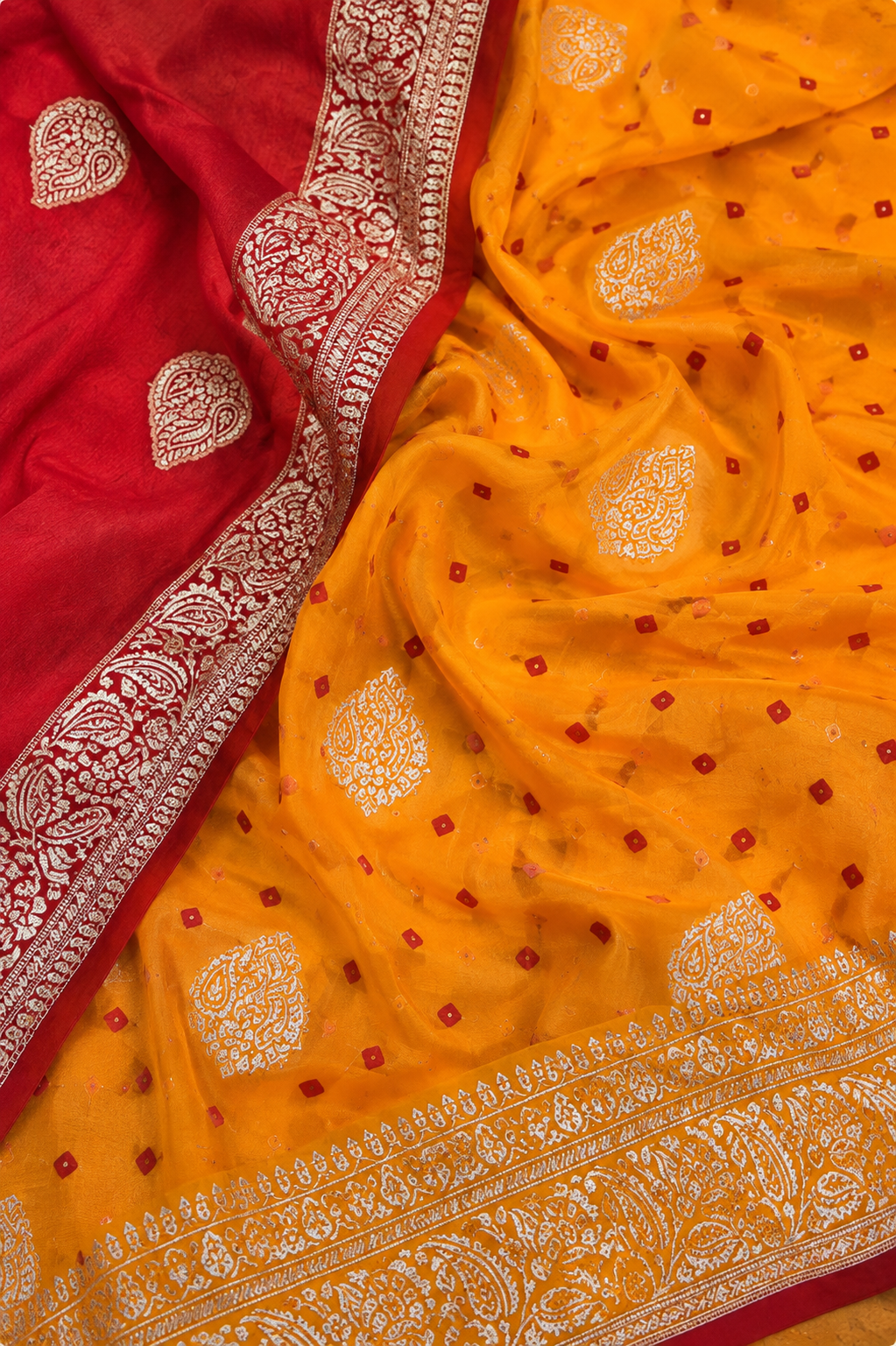 Jaipuri Mustard Bandhani Saree
