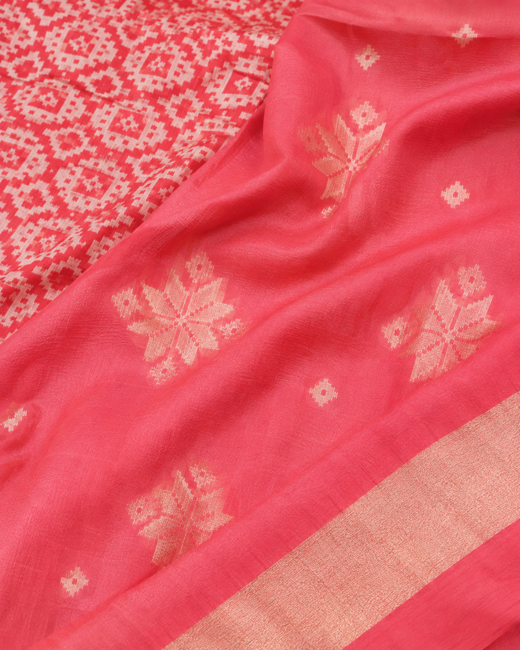 Coral Pushpika Cotton Silk Saree